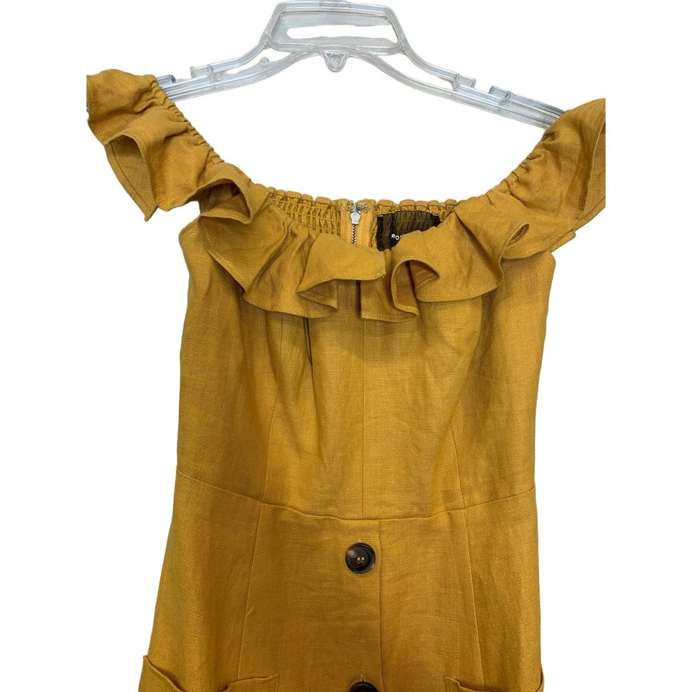 Reformation Hattie Linen Midi Dress, Mustard‎ Yellow SZ 2